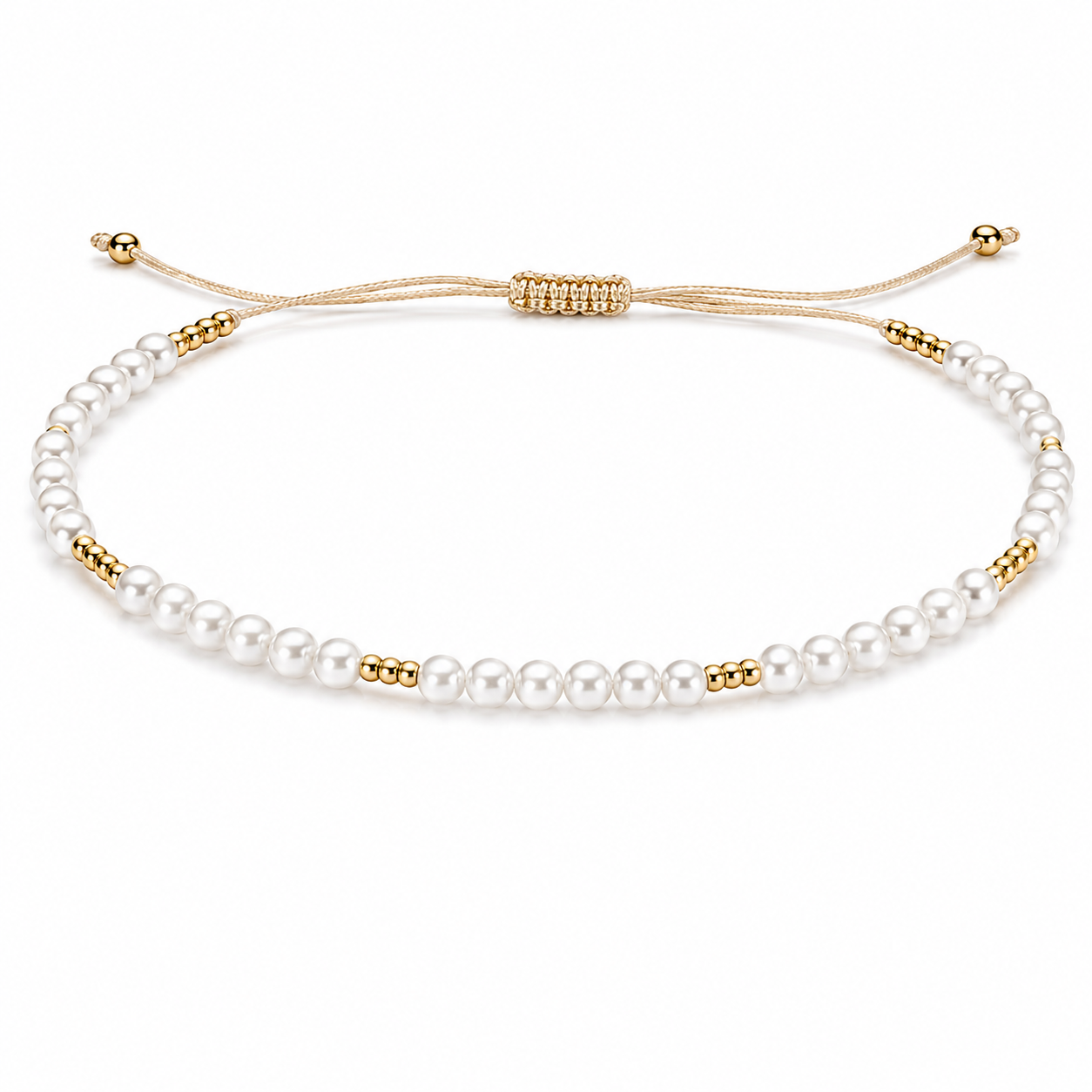 Pulsera Gris con Cuentas Efecto Perla