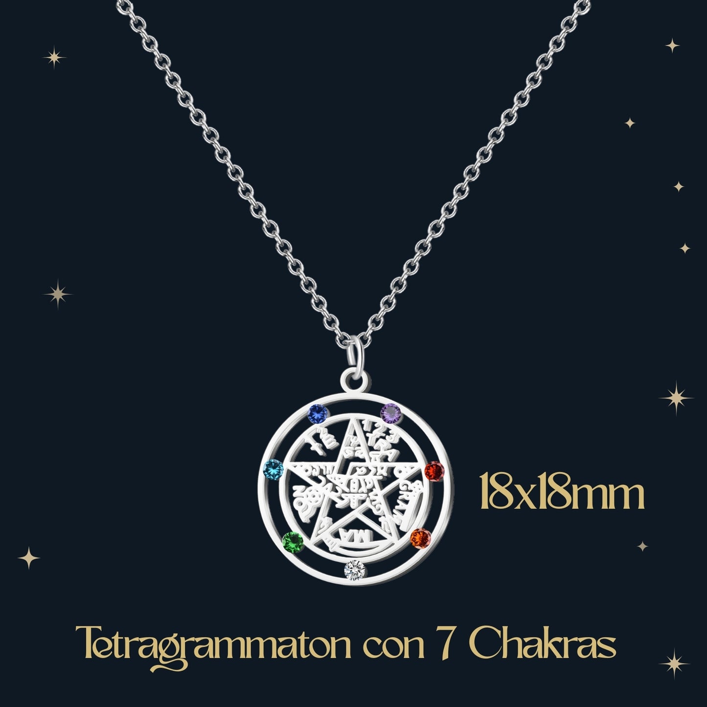 Colgante Tetragramaton con Nudo de Bruja Acero inoxidable