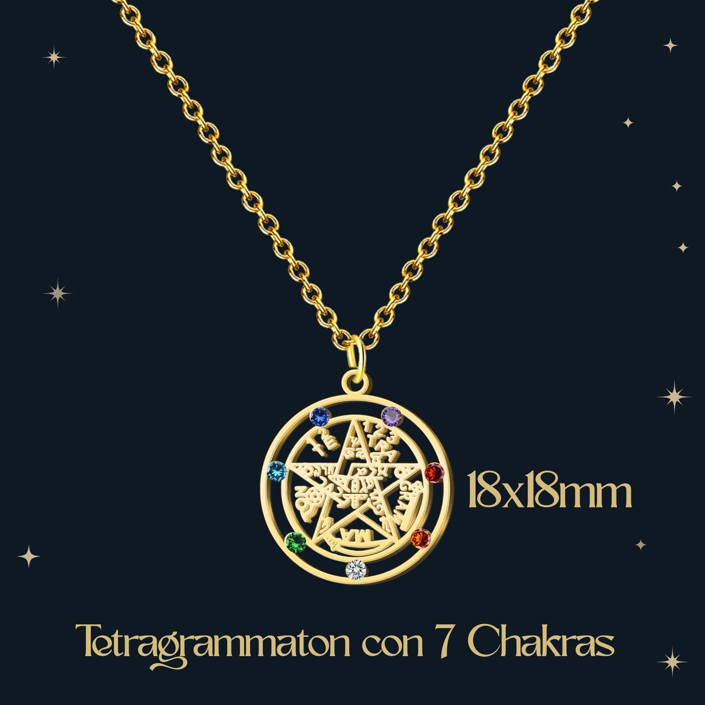 Colgante Tetragramaton con Nudo de Bruja Acero inoxidable