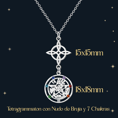 Colgante Tetragramaton con Nudo de Bruja Acero inoxidable