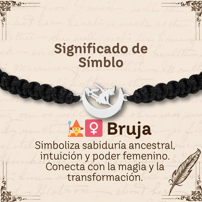 Pulsera Hilo Destino con Bruja Acero Plateado