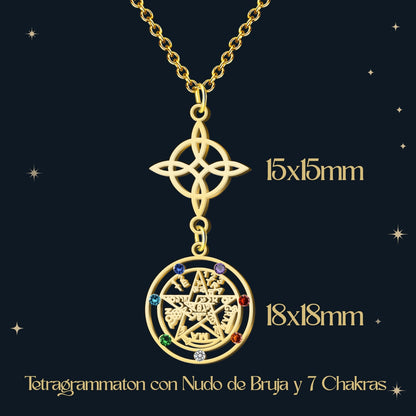 Colgante Tetragramaton con Nudo de Bruja Acero inoxidable