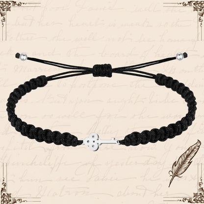 Pulsera Hilo Destino con Llave Acero Plateado