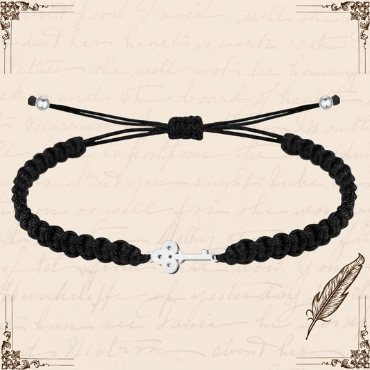 Pulsera Hilo Destino con Llave Acero Plateado