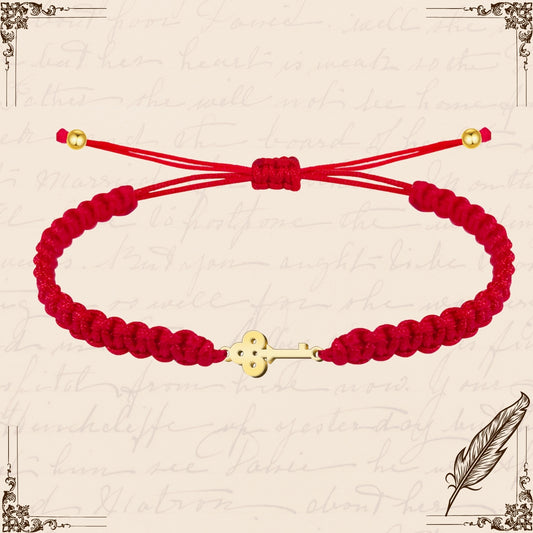 Pulsera Hilo Destino con Llave Acero Dorado