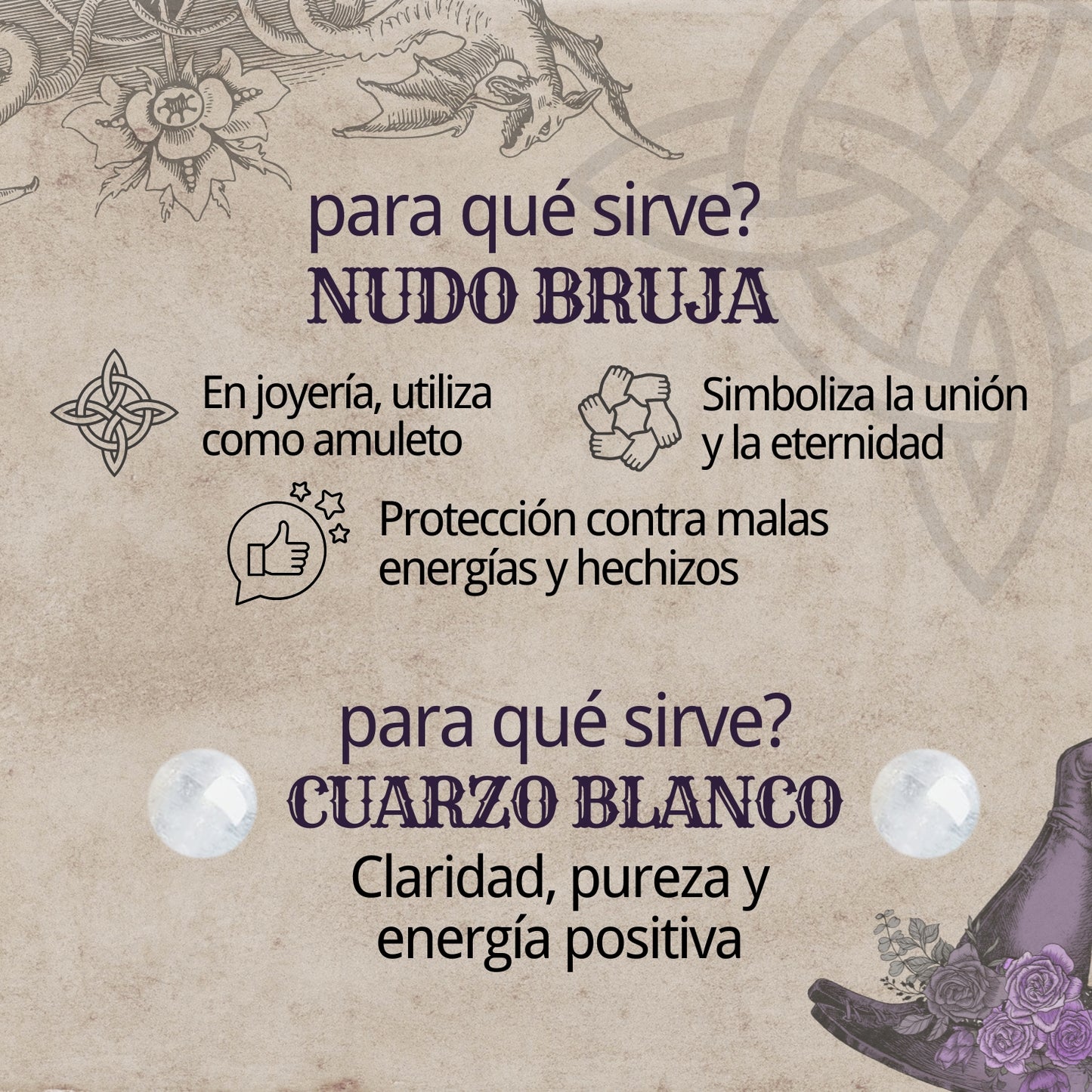 Anillo Nudo de Bruja Acero Plateado con Curzo Blanco