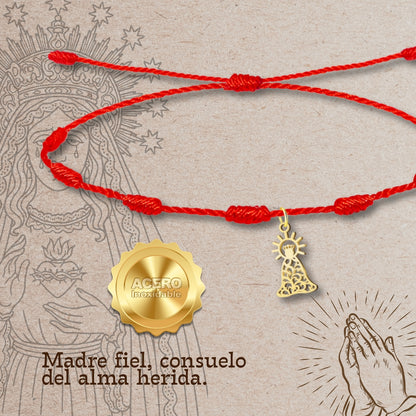 Pulsera 7 nudos con Virgen de la Esperanza Macarena Acero Dorado