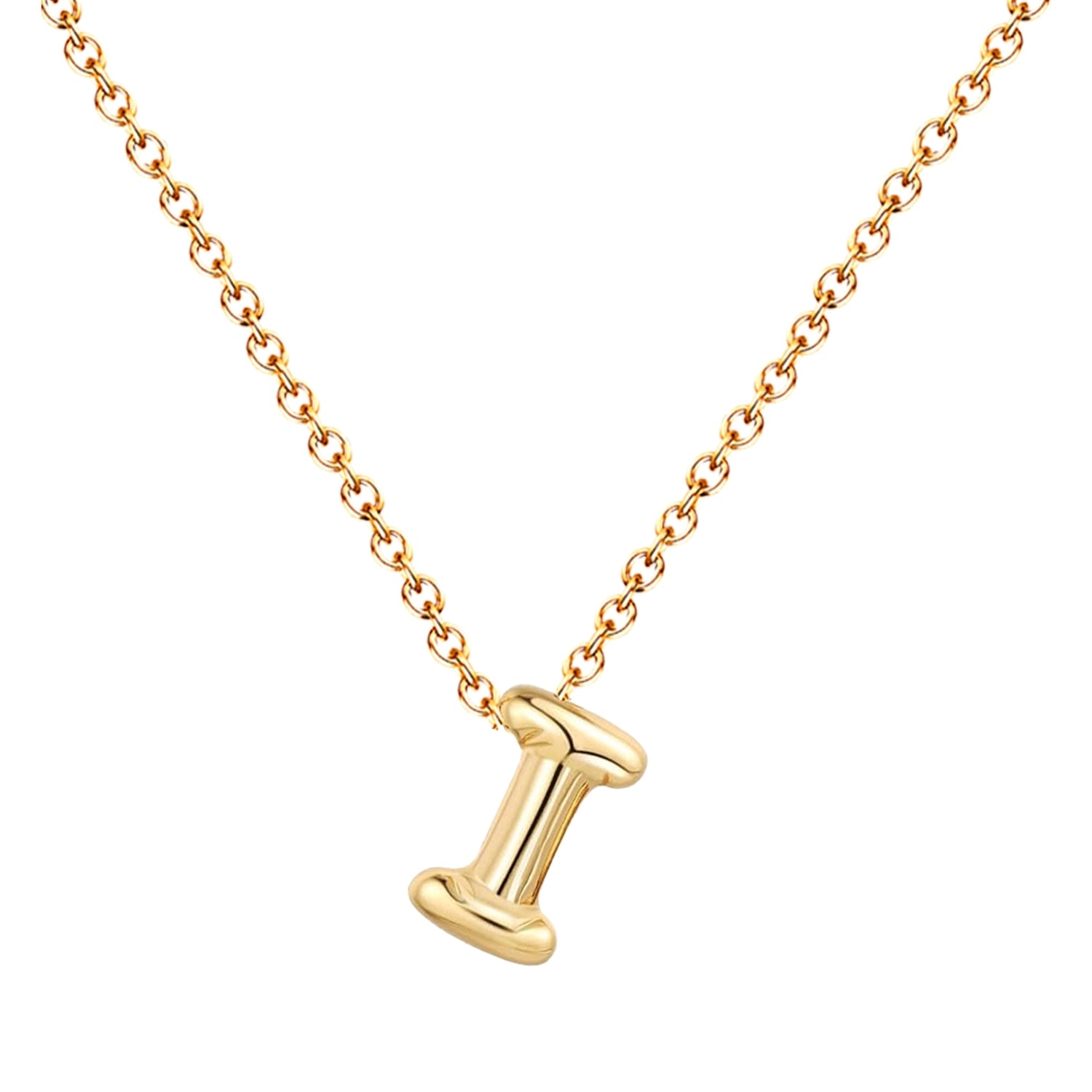 Collar Letra Inicial Estilo Globo Bañado de Oro 14k