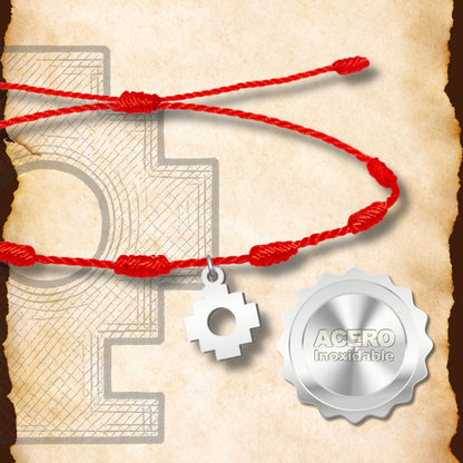 Pulsera 7 Nudos con Cruz Chacana color Plateado