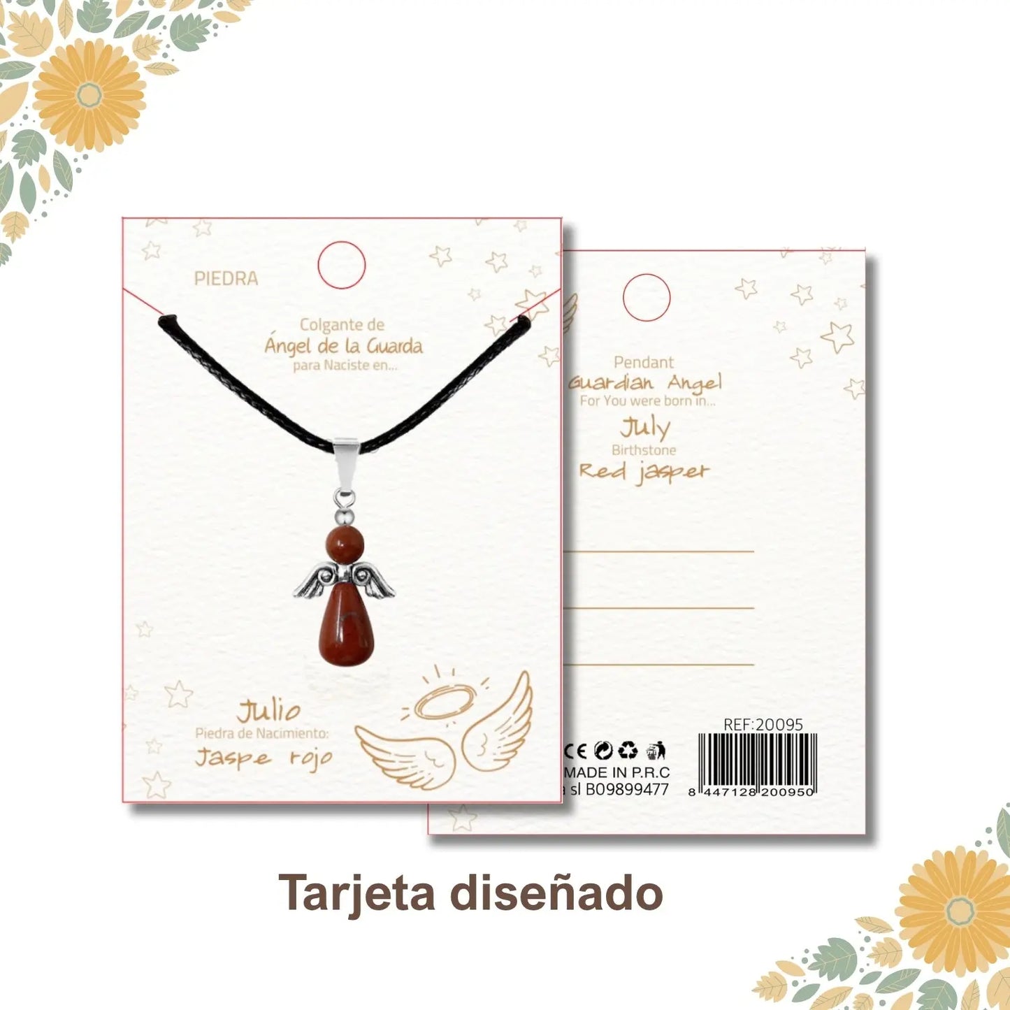 Colgante Ángel de la Guarda en Jade Rojo - cotigo