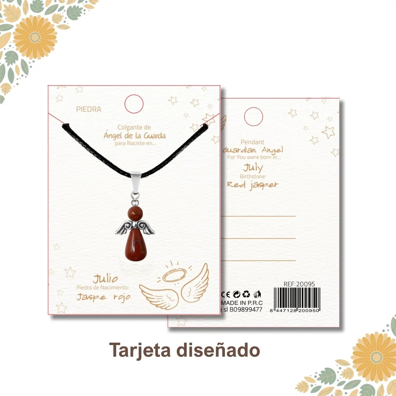 Colgante Ángel de la Guarda en Jade Rojo - cotigo