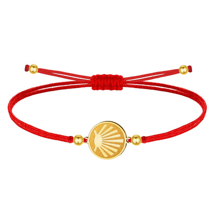 Pulsera Hilo Encerado con La concha de vieir color Dorado