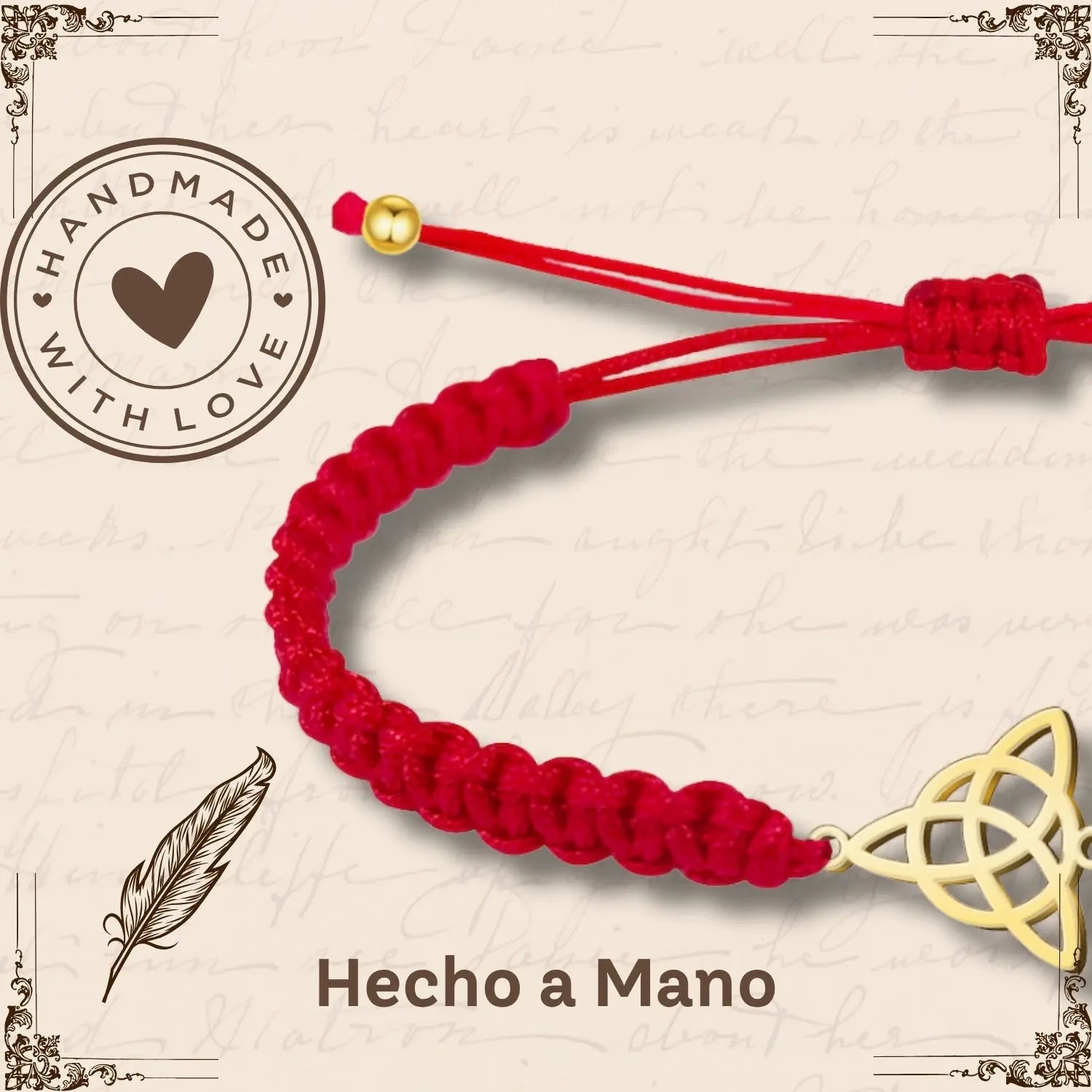 Pulsera Hilo Destino con Nudo Bruja Acero Dorado - cotigo