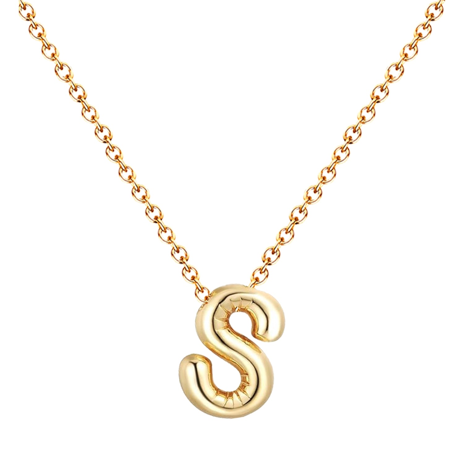 Collar Letra Inicial Estilo Globo Bañado de Oro 14k