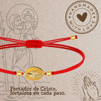 Pulsera Hilo Encerado con San Cristóbal color Dorado - cotigo