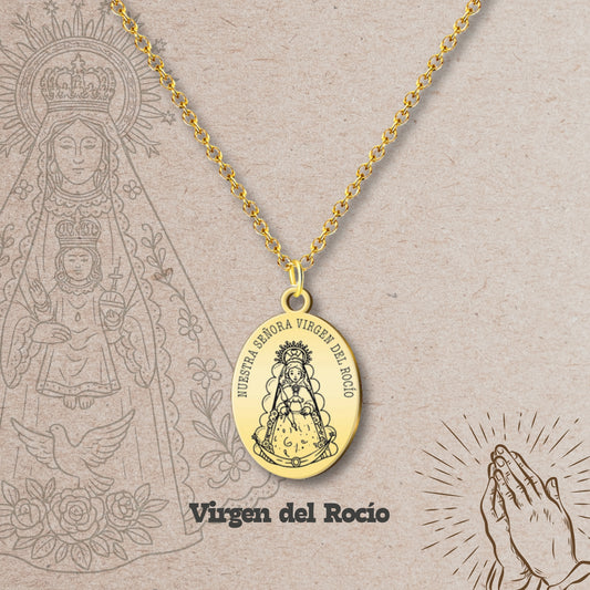 Colgante Virgen del Rocío Acero Dorado