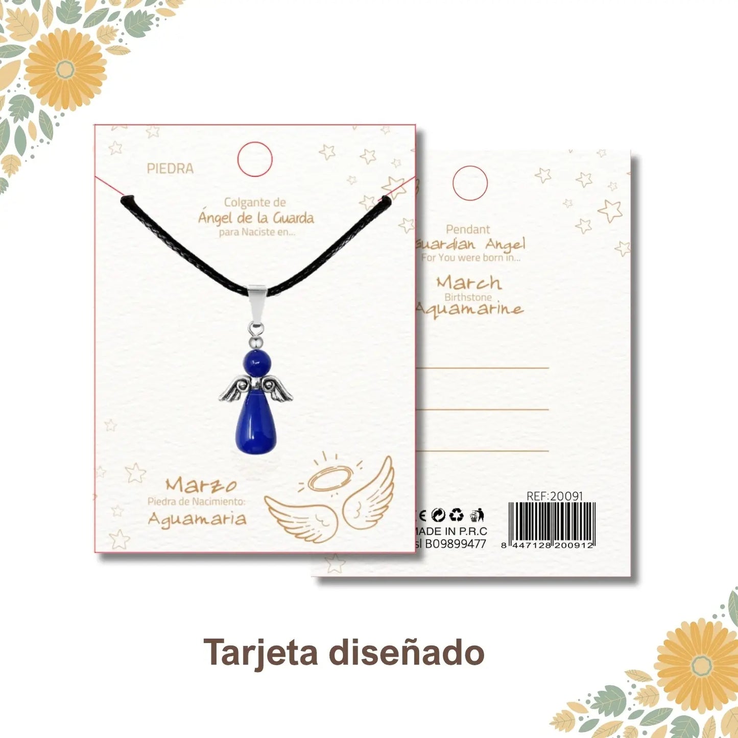 Colgante Ángel de la Guarda en Aguamarina - cotigo