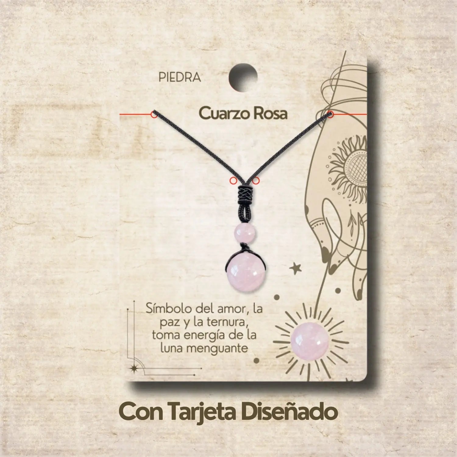 Colgante de Cuarzo de rosa de bola 14mm - cotigo