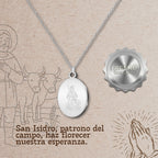 Colgante Medalla de San Isidro en Acero Plateado cotigo