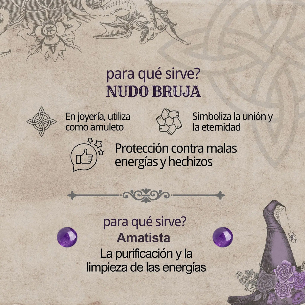 Colgante Nudo de Bruja Acero con Amatista - cotigo