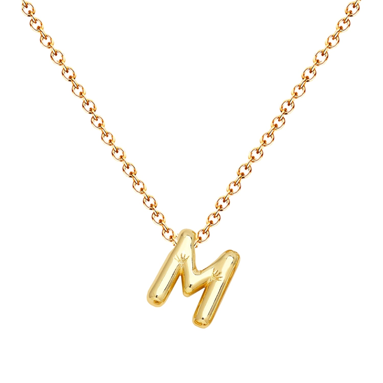 Collar Letra Inicial Estilo Globo Bañado de Oro 14k