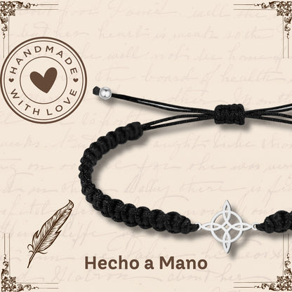 Pulsera Hilo Destino con Serpiente Acero Plateado