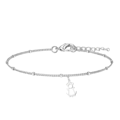 Pulsera de cadena fina con medalla de la Virgen de la Fuensanta en acero inoxidable plateado