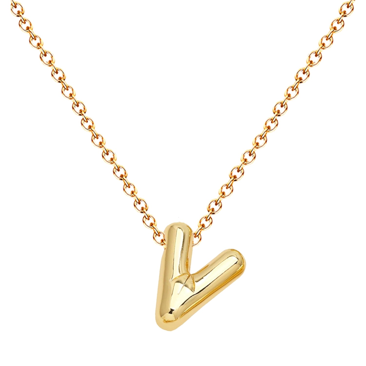 Collar Letra Inicial Estilo Globo Bañado de Oro 14k