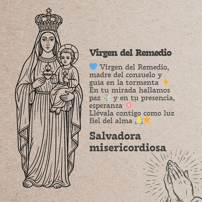 Pulsera Hilo encerado con  Virgen del Remedio Acero Dorado