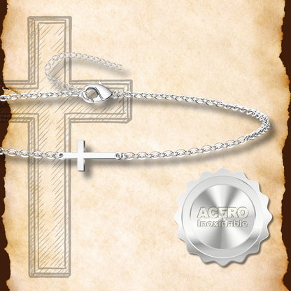 Pulsera Cruz Latina Acero inoxidable color Plateado