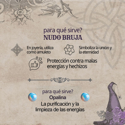 Colgante Nudo bruja Acero con Opalina
