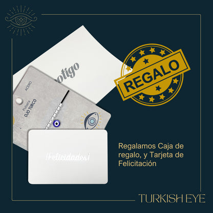 Pulsera Ojo turco Acero con Cordon Hilo encerado