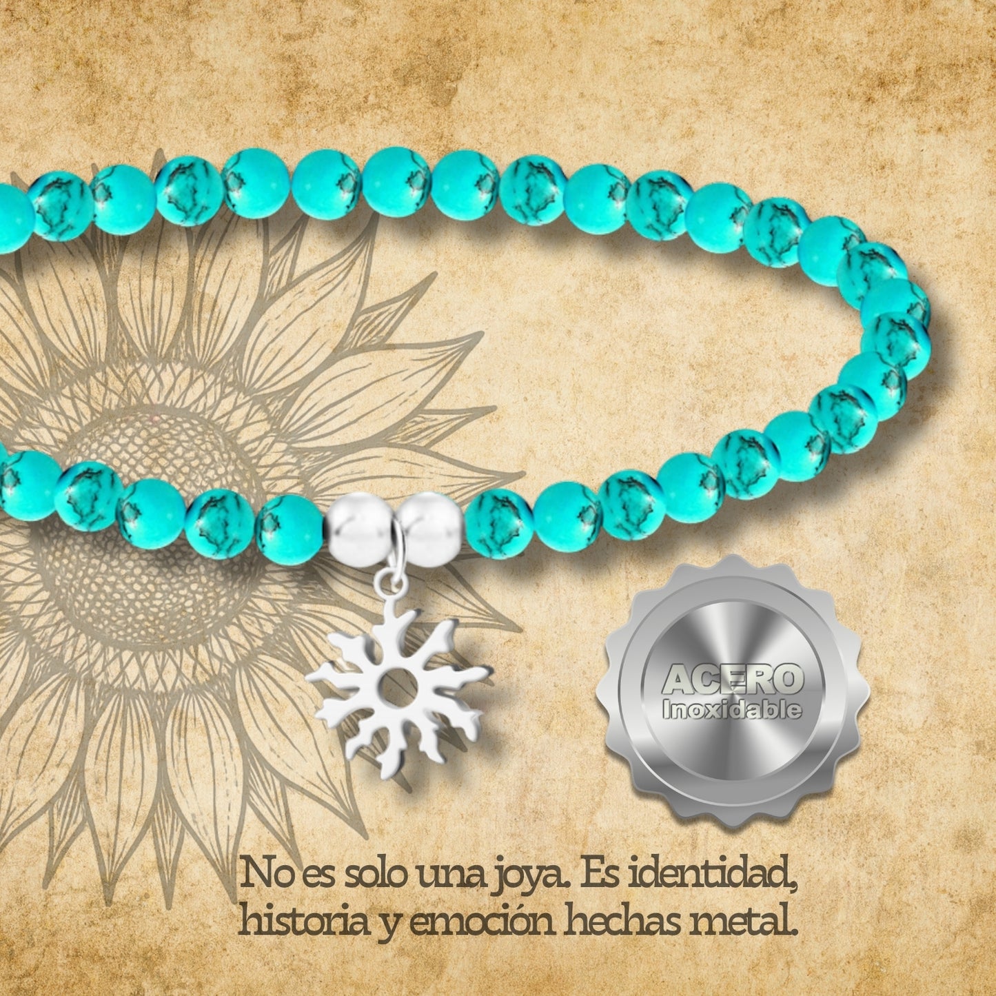 Pulsera tuquesa -EGUZKILORE-Plateado