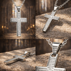 Collar con Cruz y Oración del Padre Nuestro en Acero cotigo