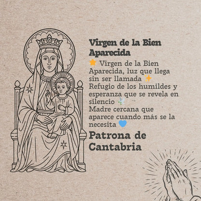 Collar Virgen de la Bien Aparecida Acero Inoxidable Dorado - cotigo