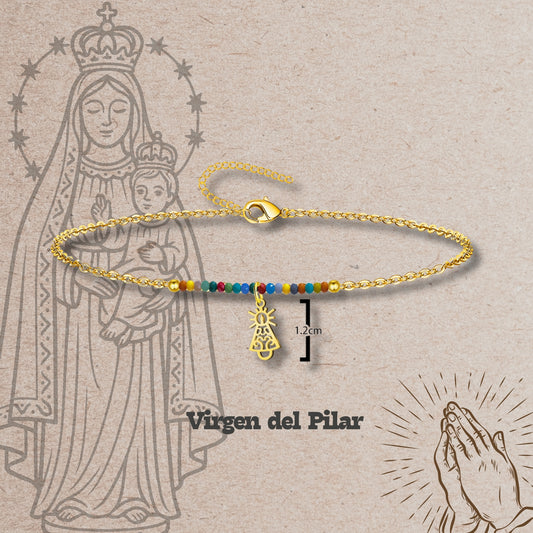 Pulsera Virgen de Pilar Acero dorado