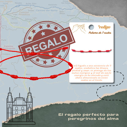 Collar del Camino de Santiago - Conchas de Santiago, recuerdos ruta del peregrino, cruz de santiago, joyas mujer + regalo una pulsera de 7 nudos.