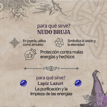 Colgante Nudo bruja Acero con Lapislazuli