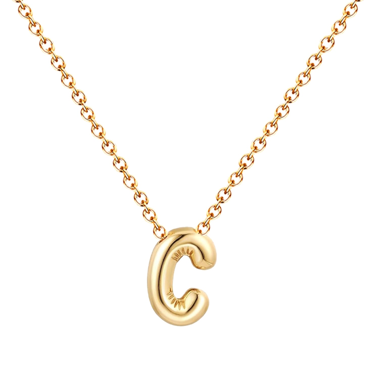 Collar Letra Inicial Estilo Globo Bañado de Oro 14k