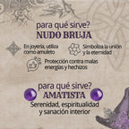 Colgante Nudo de Bruja con Amatista en Acero Dorado cotigo