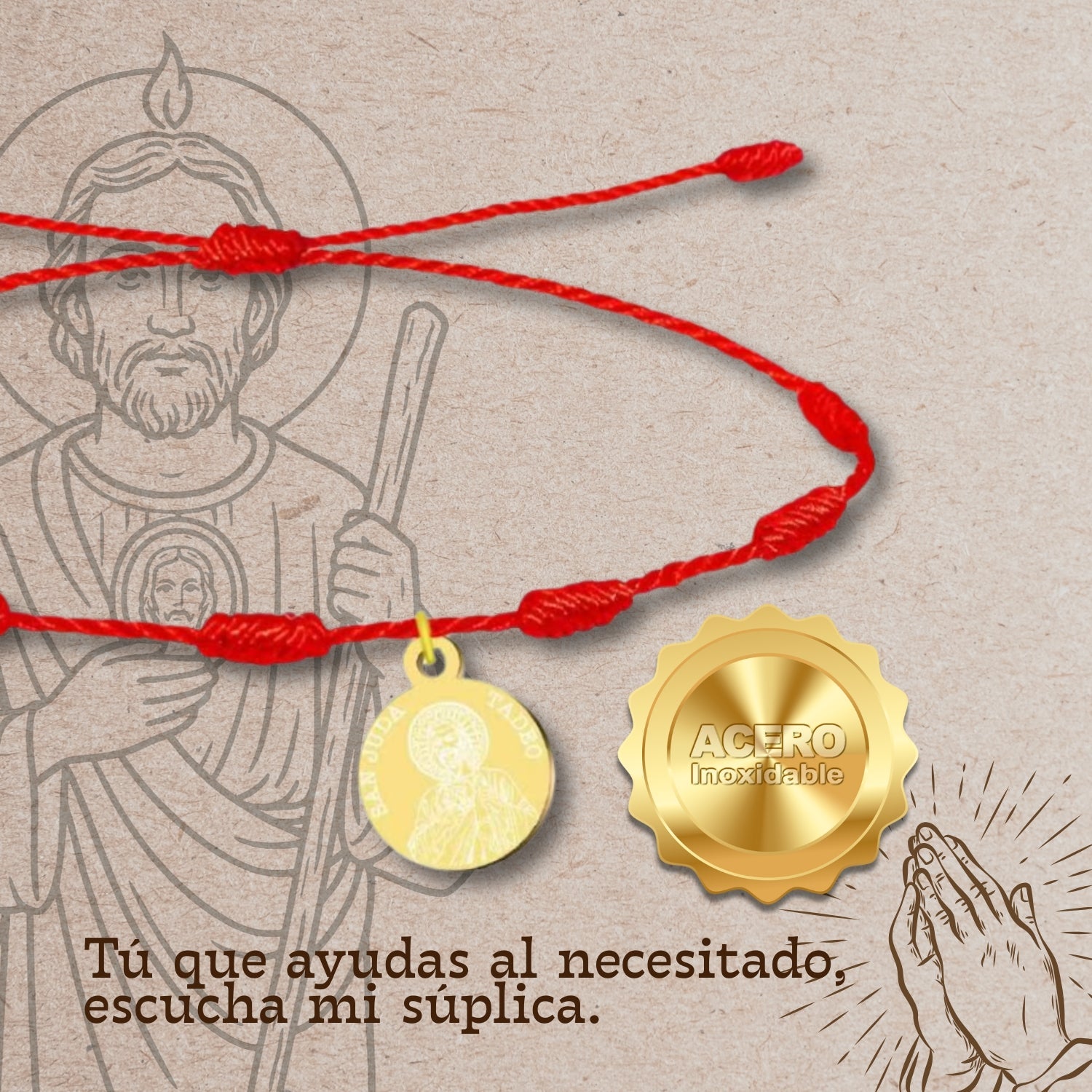 Pulsera 7 Nudos de San Judas Tadeo en Acero detalle