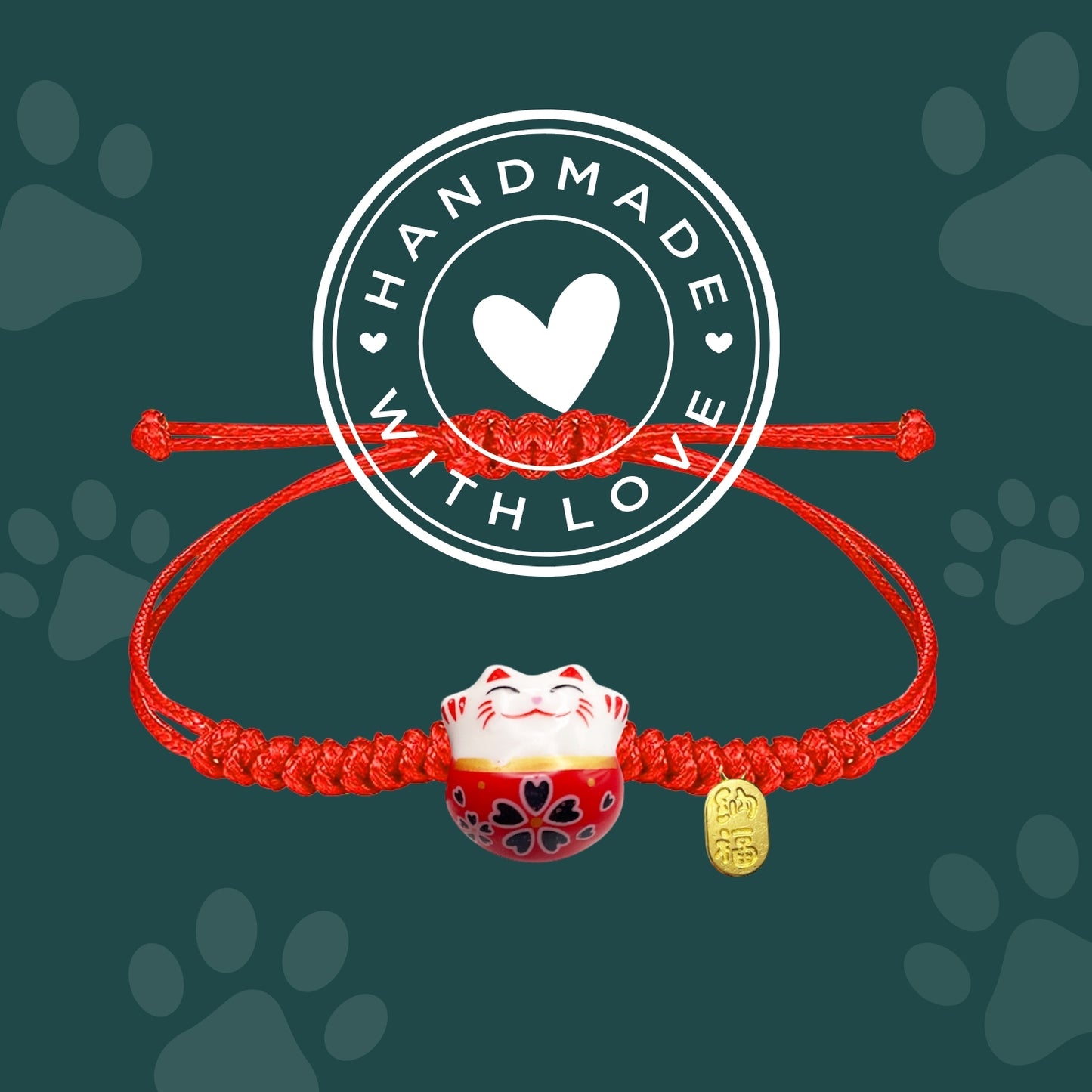 Pulsera Maneki-neko 🐱 |Pulsera Gato de la suerte| Amuleto de la suerte y protección | Hecha a mano con encanto oriental 💫