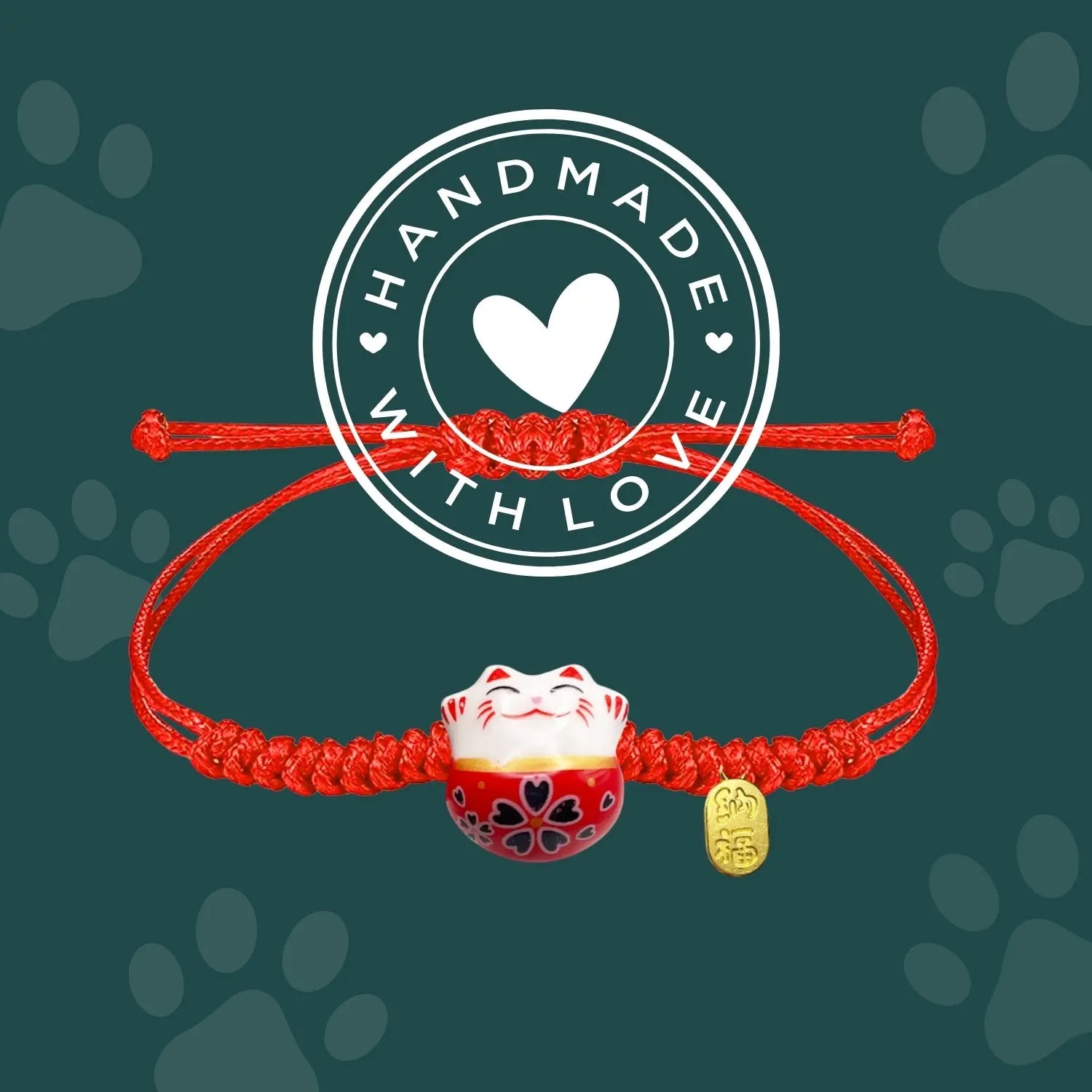 Pulsera Maneki-neko 🐱 |Pulsera Gato de la suerte| Amuleto de la suerte y protección | Hecha a mano con encanto oriental 💫 cotigo