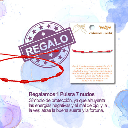 ✨Collar Letra Inicial en Acero Inoxidable para Mujer 💖 Con Tarjeta Diseñada y Significado del Nombre 📜 Incluye Caja de Regalo 🎁 ¡Y una Pulsera 7 Nudos de Regalo para la Suerte! 🍀