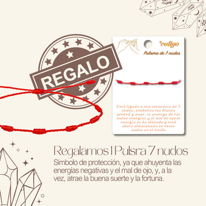 🌿 Pulsera de Piedra Natural 4mm Multicolores  ✨ con Accesorio en Acero Inoxidable 💎 ¡Incluye Pulsera 7 Nudos de Regalo! 🎁