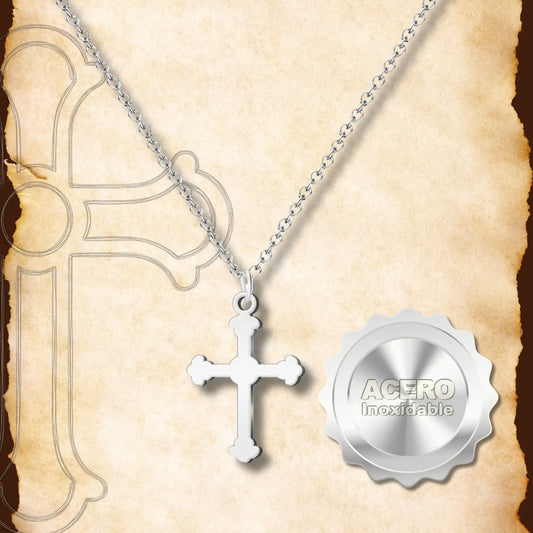 Colgante Cruz de Liébana Acero Plateado - cotigo