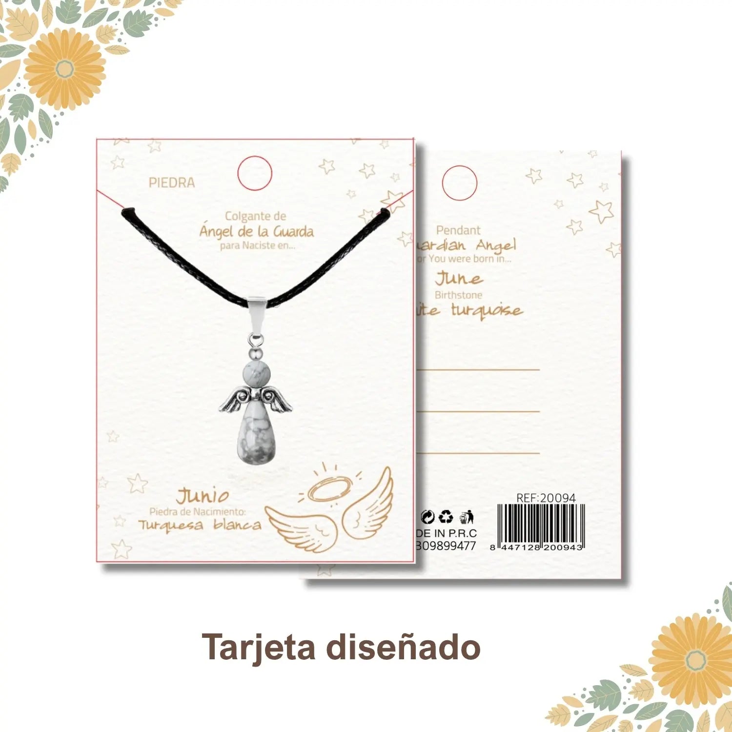 Colgante Ángel de la Guarda en Turquesa Blanca - cotigo