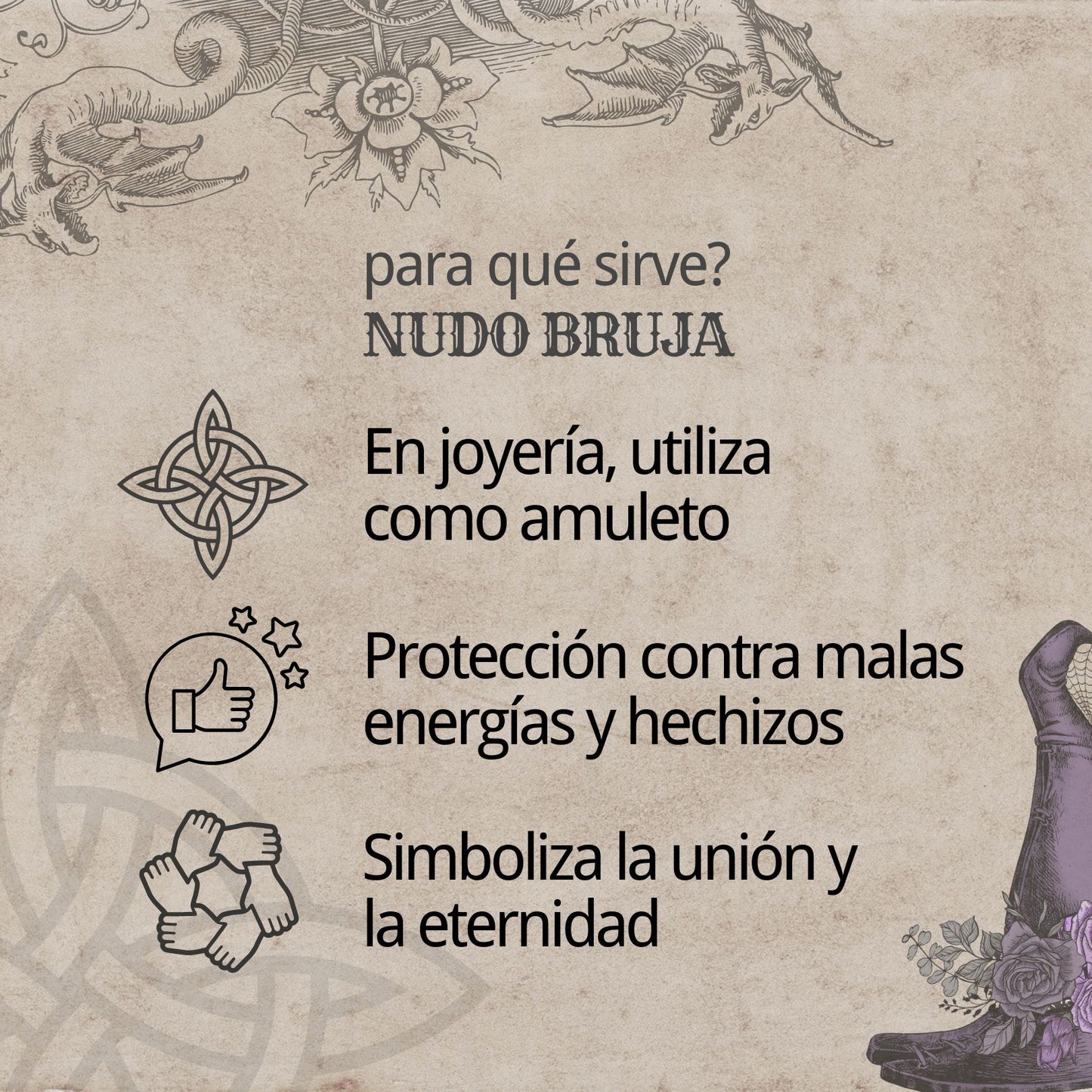 Colgante Nudo bruja Acero Dorado