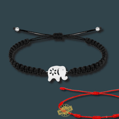 ✨Pulsera de Hilo Trenzado Hecha a Mano 🧵 con Amuleto de Suerte y Protección 🍀 Acero Inoxidable 💎 ¡Incluye Pulsera 7 Nudos de Regalo! 🎁