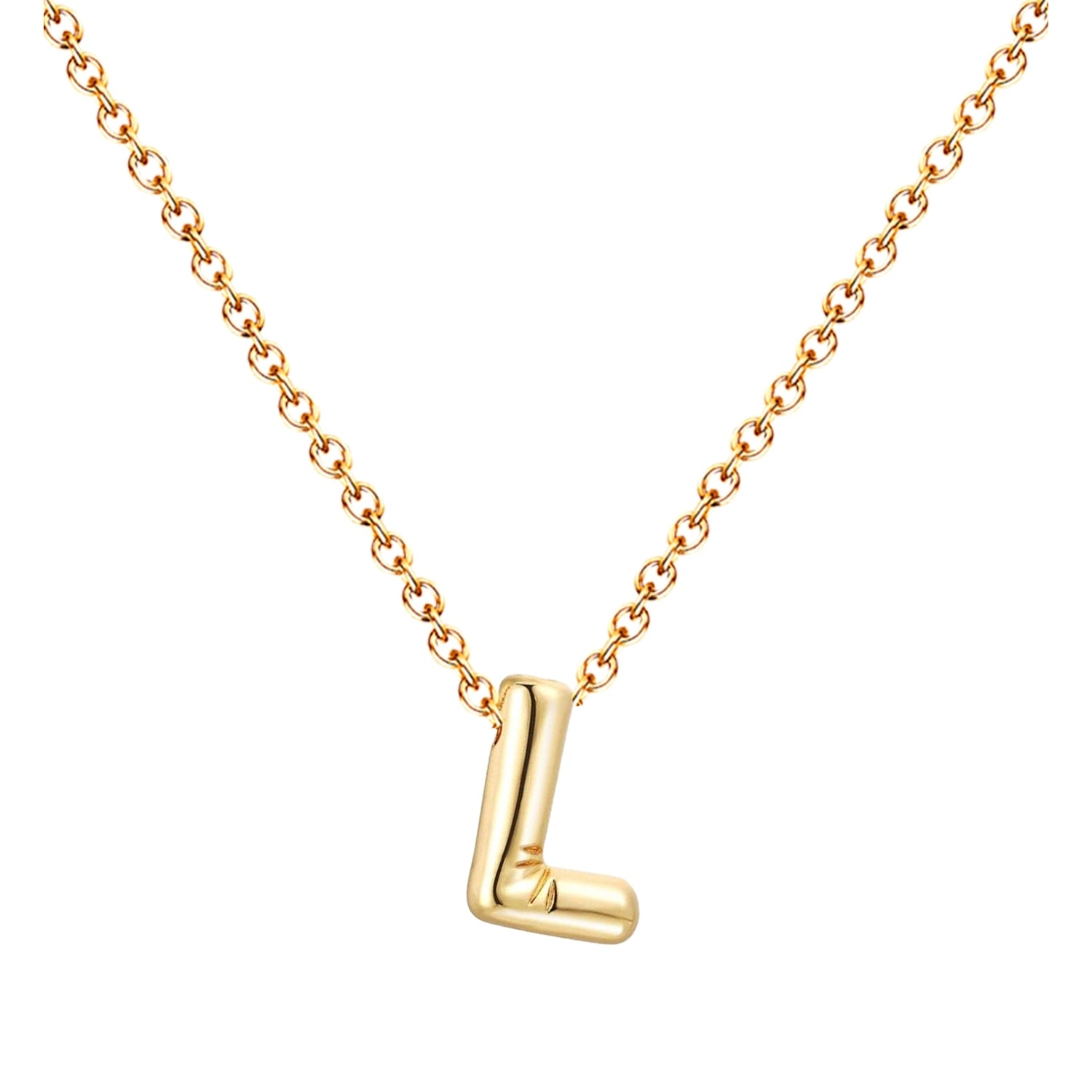 Collar Letra Inicial Estilo Globo Bañado de Oro 14k